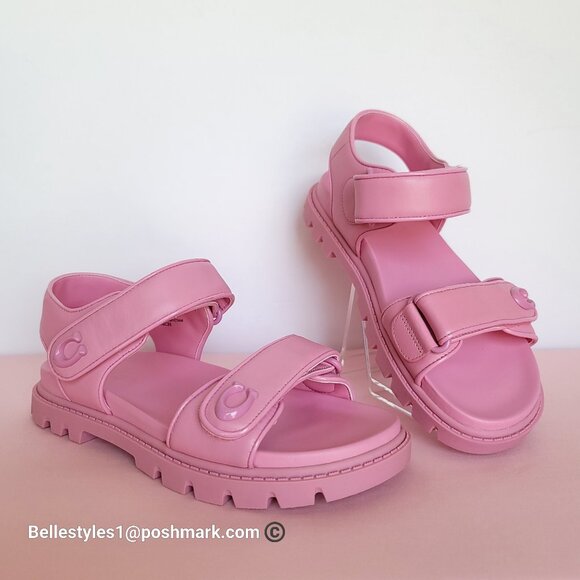 COACH Brynn Double Strap Smooth Leather Sandal- Vivid Pink Color. Women’s 6.5B⭐ - Picture 3 of 16